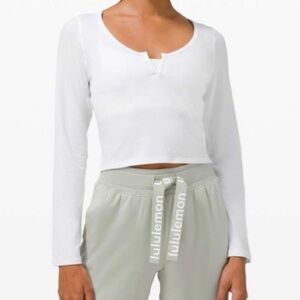 Lululemon Cropped Henley Long Sleeve White
